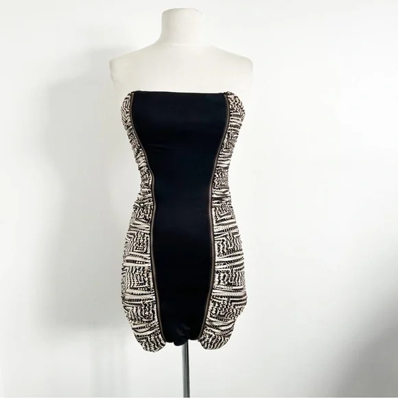 Y2K Vintage Bebe Addiction Gold Strapless Clubbing Micro Mini Dress Size XS - Picture 5 of 10